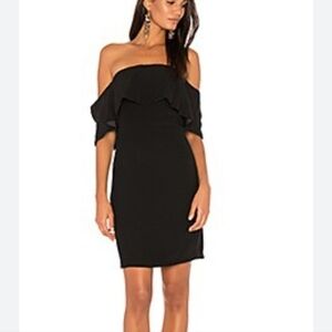 NWT Cupcakes and Cashmere black ruffle of the shoulder mini dress size 8